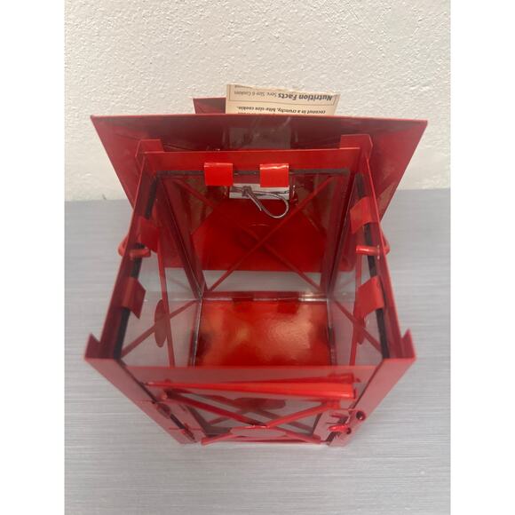 Pier 1 Imports Red Glass Metal Hanging Free Standing Small Lantern - Picture 3 of 11